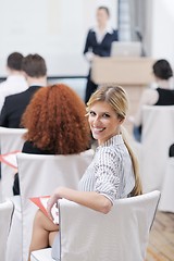 Image showing business woman giving presentation