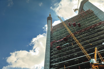 Image showing Construction site with crane