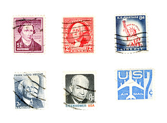 Image showing Old US post stamps - collectibles