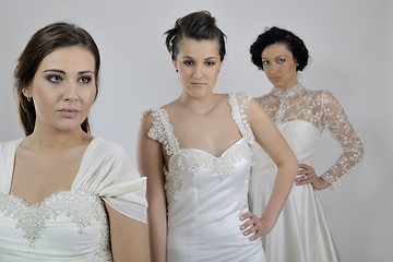 Image showing portrait of a three beautiful woman in wedding dress