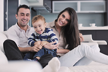 Image showing happy young family have fun  at home