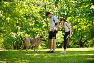 Image showing Young couple jogging at morning