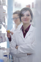 Image showing team of pharmacist chemist woman  in pharmacy drugstore