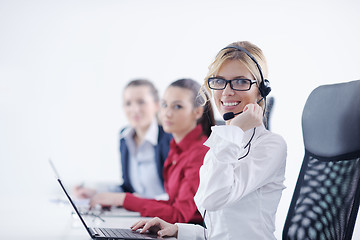 Image showing business woman group with headphones