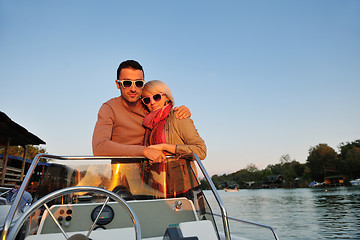 Image showing couple in love  have romantic time on boat