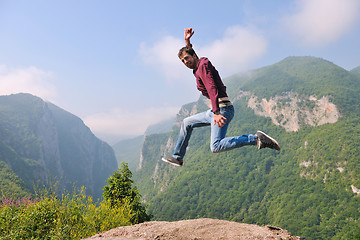 Image showing man jump in nature