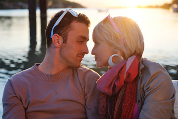 Image showing couple in love  have romantic time on boat