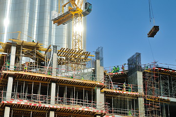 Image showing Construction site with crane