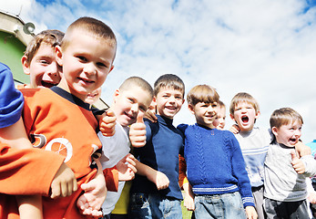 Image showing preschool  kids outdoor have fun