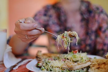 Image showing woman eat salad