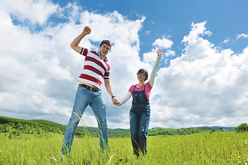 Image showing romantic young couple in love together outdoor