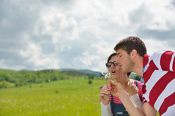 Image showing romantic young couple in love together outdoor