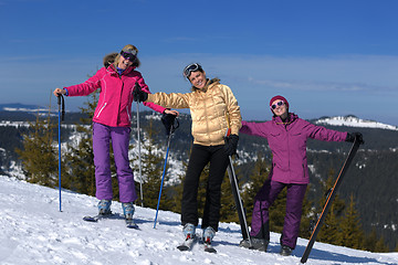 Image showing winter season fun with group of girls