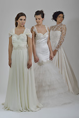 Image showing portrait of a three beautiful woman in wedding dress