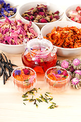 Image showing Herbal natural floral tea infusion with dry flowers