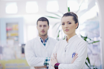 Image showing team of pharmacist chemist woman  in pharmacy drugstore