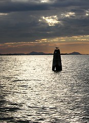 Image showing Sunset in the lagoon of venice