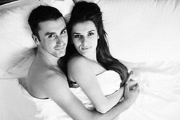 Image showing young couple have good time in their bedroom