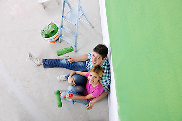 Image showing happy young cople relaxing after painting in new home