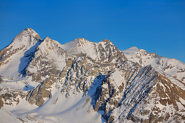 Image showing High mountains under snow in the winter