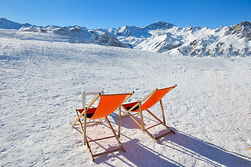 Image showing wooden chair on top of mountaint
