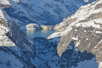 Image showing High mountains under snow in the winter