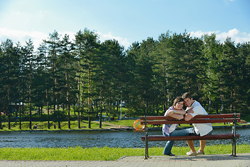 Image showing romantic young couple in love together outdoor