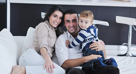 Image showing happy young family have fun  at home