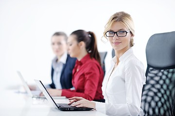 Image showing business woman group with headphones