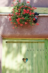 Image showing Wooden door with  heart shape