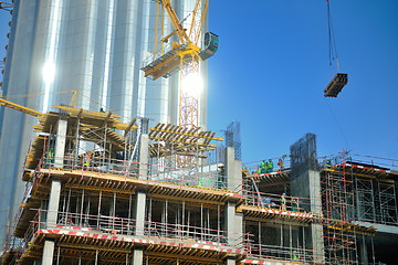 Image showing Construction site with crane