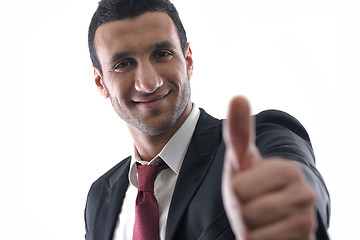 Image showing Businessmen making his thumb up saying OK