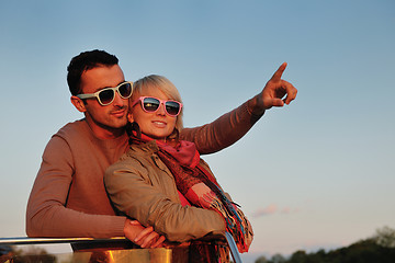 Image showing couple in love  have romantic time on boat