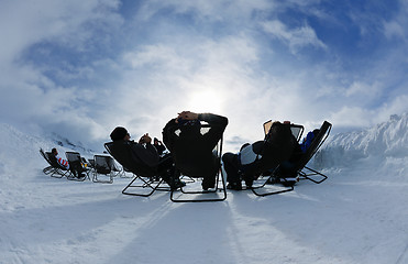 Image showing people group on snow at winter season