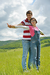 Image showing romantic young couple in love together outdoor