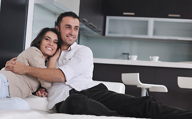 Image showing happy young couple relax at home