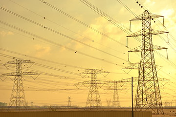 Image showing Electrical power lines and towers