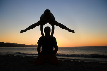 Image showing Handstand at sunset