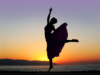 Image showing Dancing at sunset