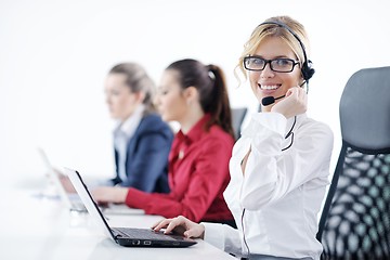 Image showing business woman group with headphones