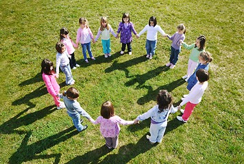 Image showing preschool  kids outdoor have fun