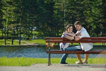 Image showing romantic young couple in love together outdoor