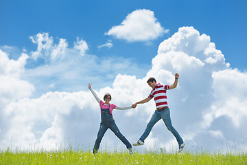 Image showing romantic young couple in love together outdoor