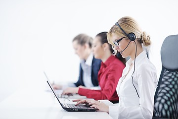 Image showing business woman group with headphones