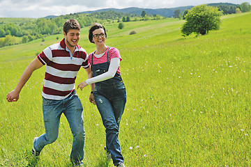 Image showing romantic young couple in love together outdoor