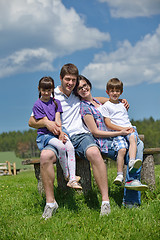 Image showing happy young family have fun outdoors