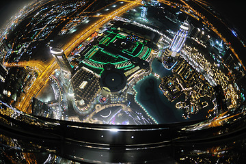 Image showing Panorama of down town Dubai city at night