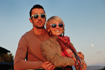 Image showing couple in love  have romantic time on boat