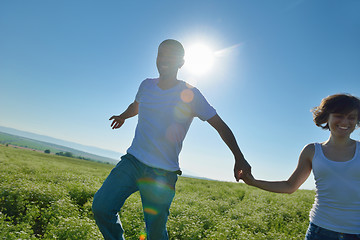 Image showing happy couple in wheat field