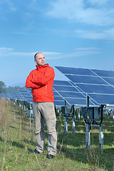 Image showing Male solar panel engineer at work place